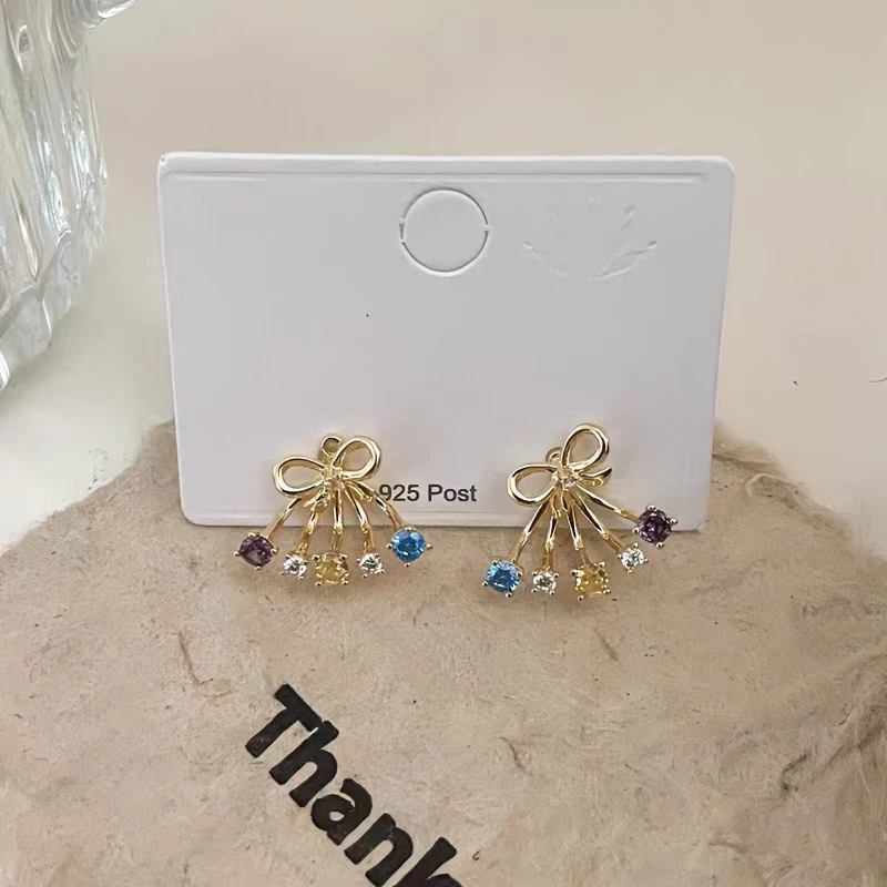 合金耳饰 彩色~蝴蝶结耳钉女2024新款爆款小众设计高级感韩系耳饰