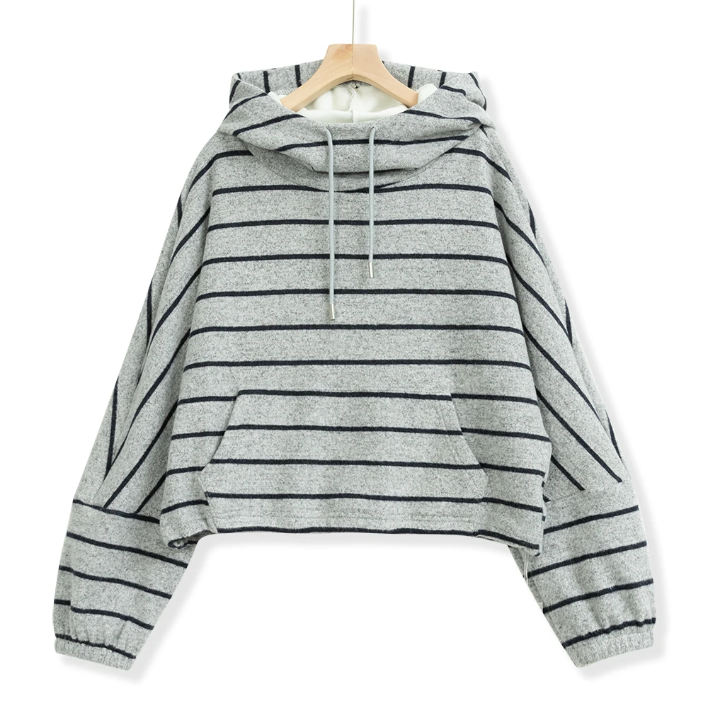 秋冬加厚女士短款连帽卫衣保暖百搭2687-344-5742