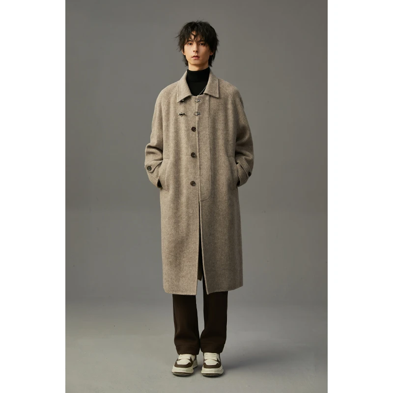 【100%羊毛】秋冬季新款男士羊毛大衣全羊毛休闲长款高级感大衣男
