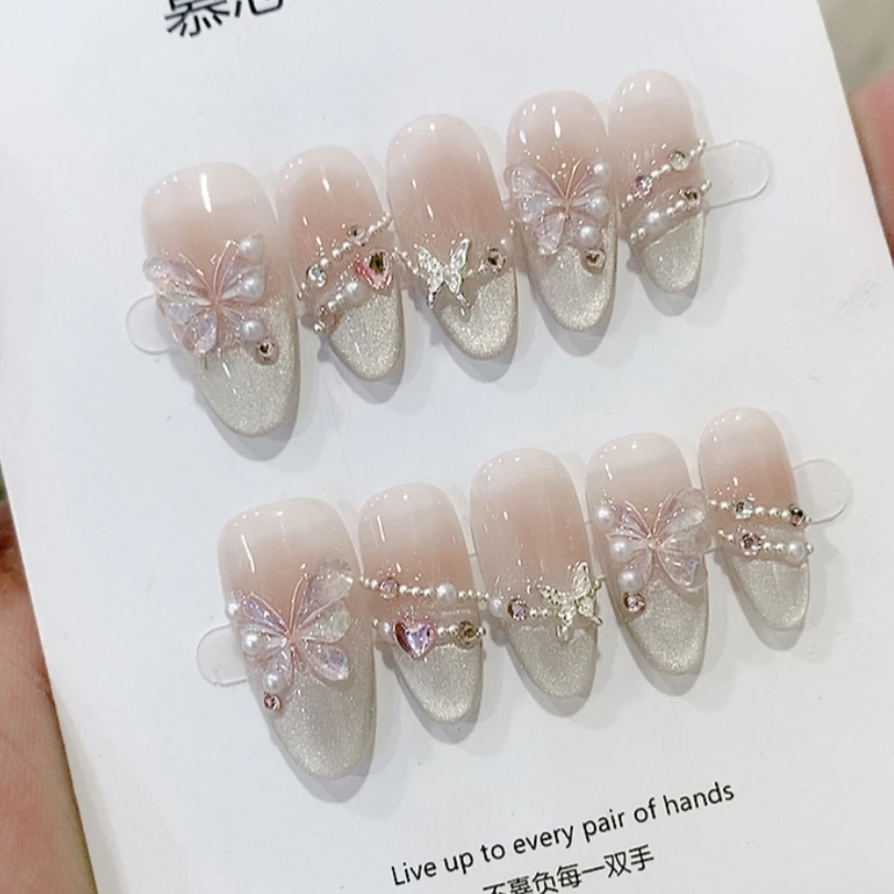 【月下蝶影】纯手工穿戴美甲（10片）~纯欲美甲