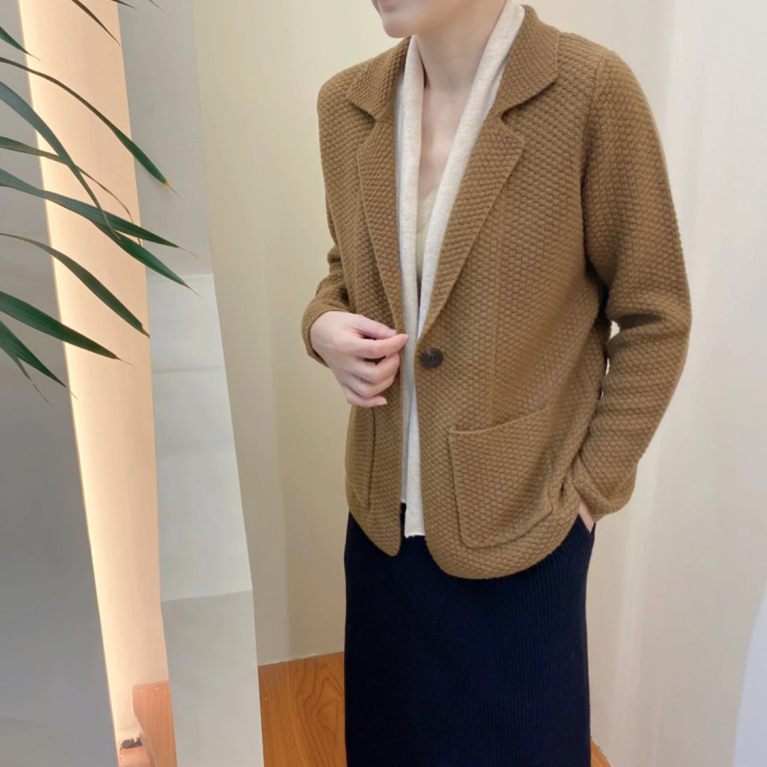 SKL-817秋冬新款假两件休闲百搭针织开衫F