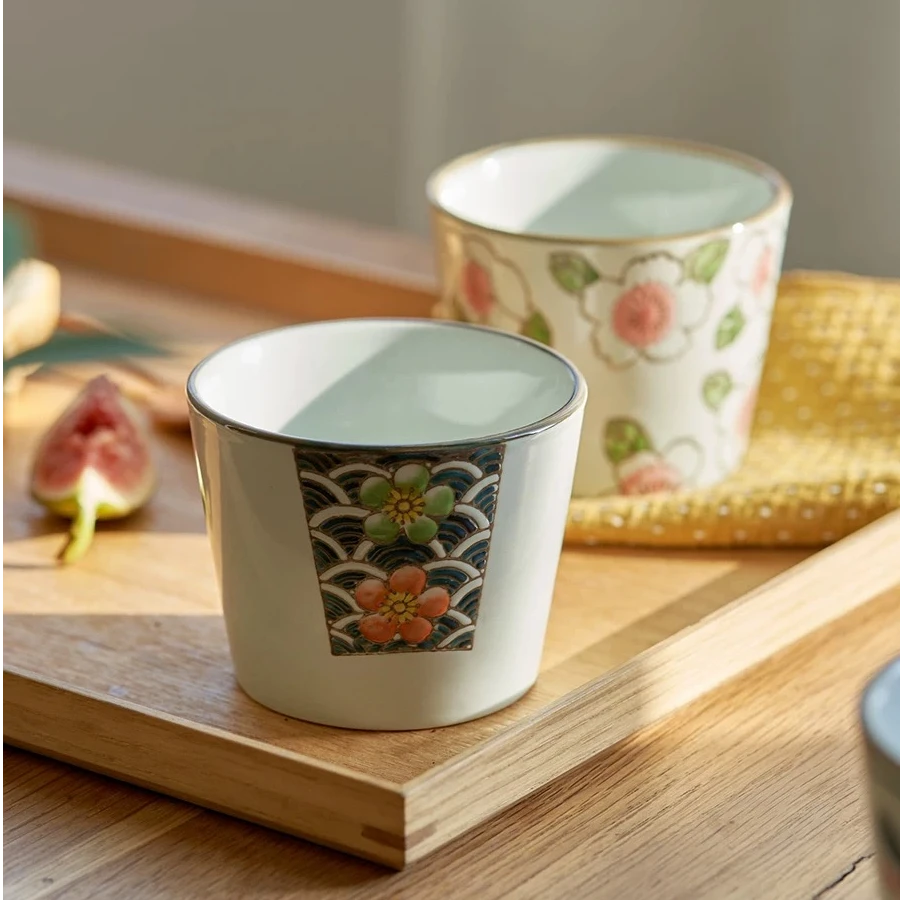 日式和风200ML小茶杯高温釉下彩陶瓷敞口设计清酒杯主人杯品茗杯