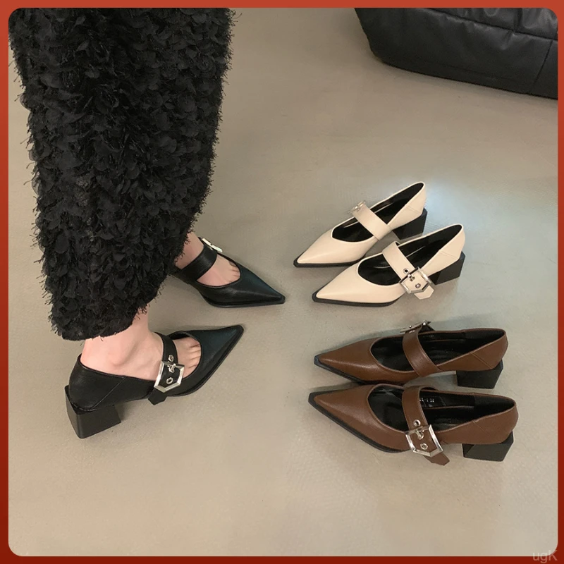 复古尖头玛丽珍小皮鞋2024年秋冬新款女英伦单鞋子韩版法粗跟乐福