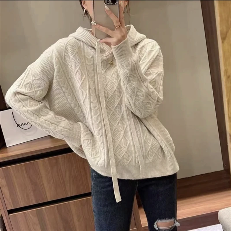 减龄休闲连帽卫衣毛衣女新款宽松显瘦内搭高级感慵懒风