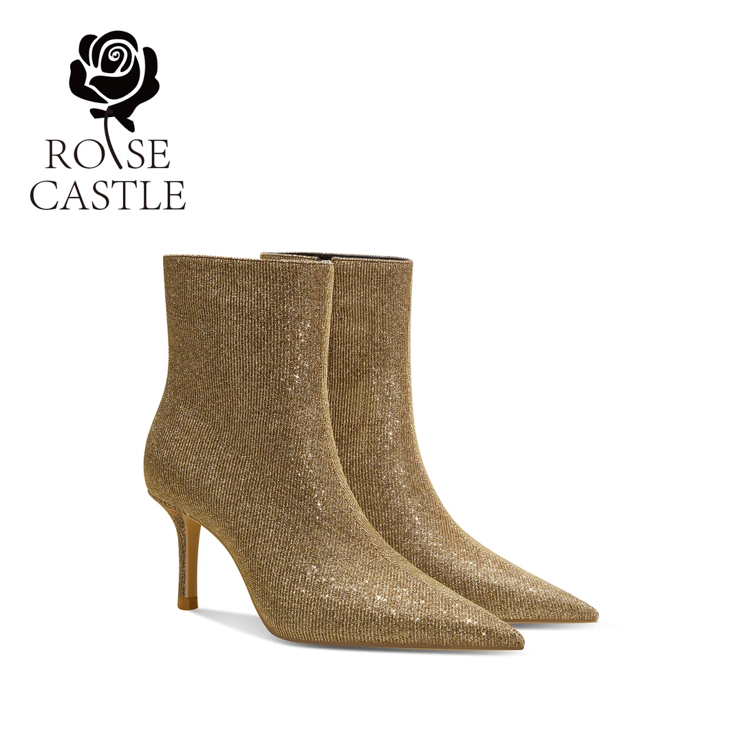 轻奢气质设计师时尚短靴满天星黑色细高跟耐磨尖头日常通勤短靴女