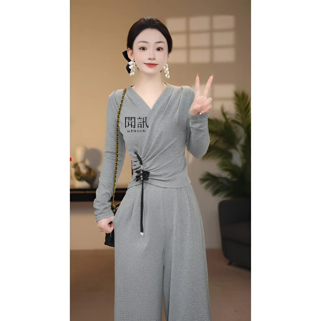 【凛冬】秋冬新款小众设计中式国风修身显瘦斜襟盘扣长袖套装-80069
