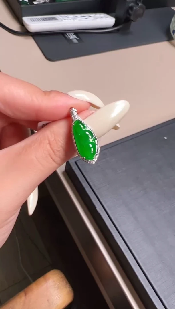 【闪购商品】翡翠颈饰18K金镶嵌福豆