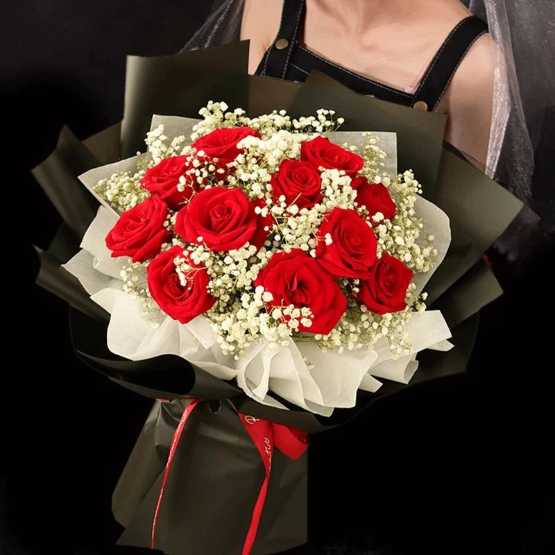 【同城配送】红玫瑰鲜花混搭满天星花束鲜花下单表白爱人礼物花礼物