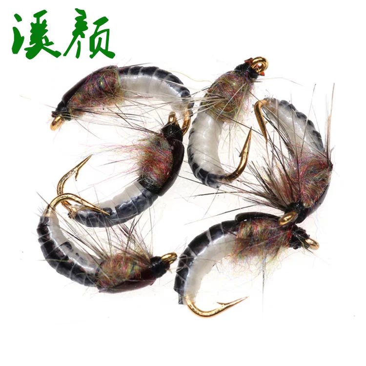 溪颜石蝉蛾绿色若虫飞蝇钩材质鳟鱼罗飞马口翘嘴全水层通杀若虫钩