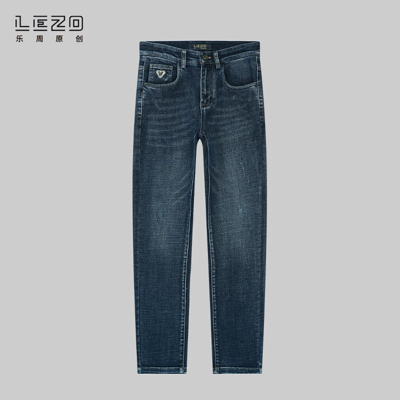 LEZO乐周原创 秋季男士百搭牛仔长裤锥形版 924315206蓝色