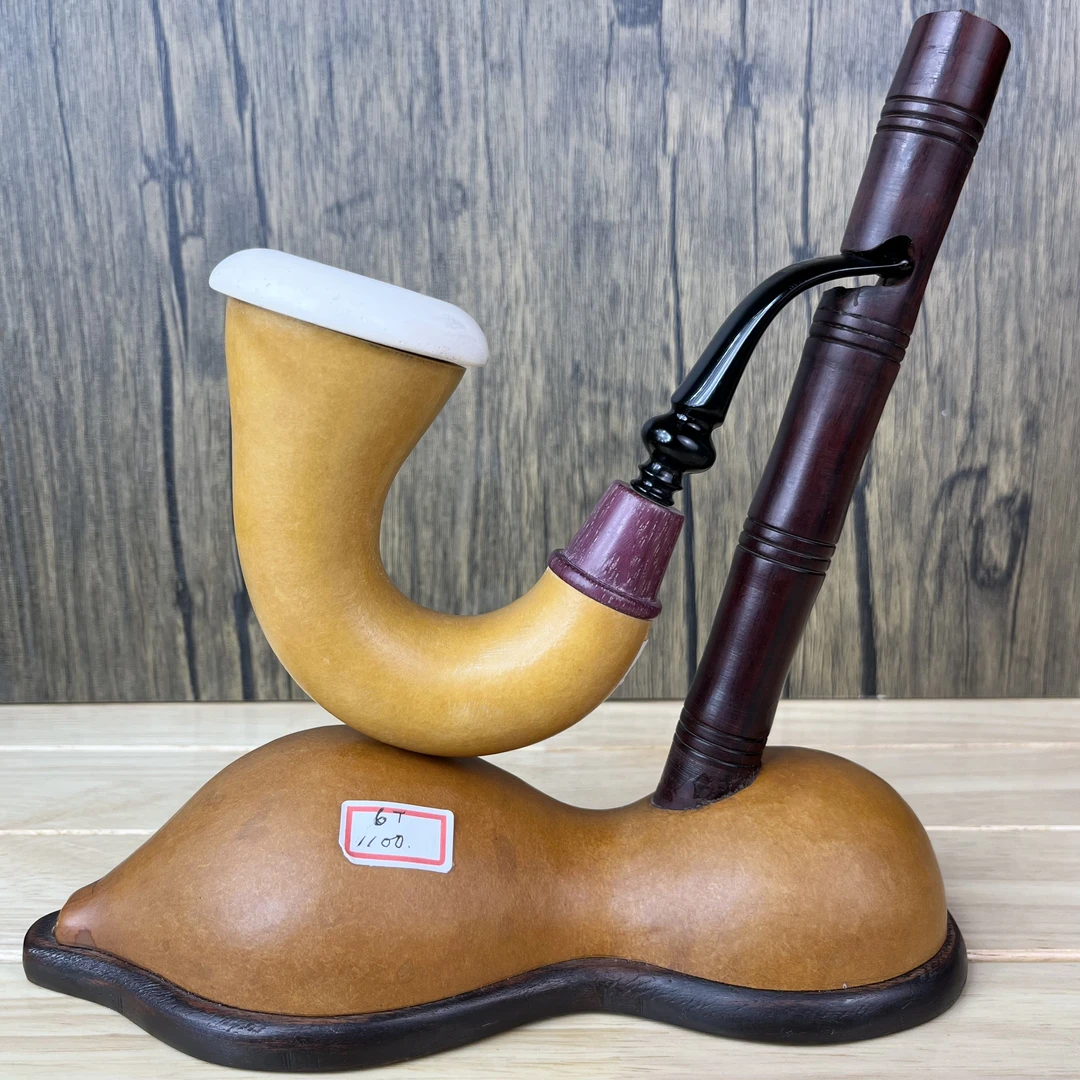 义普老师作品【大号葫芦烟斗】原色纯手工烟斗空腔大气室