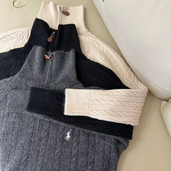 【冬春款半拉链好看又实用】高领/中领/低领/随意调节罗纹毛衣