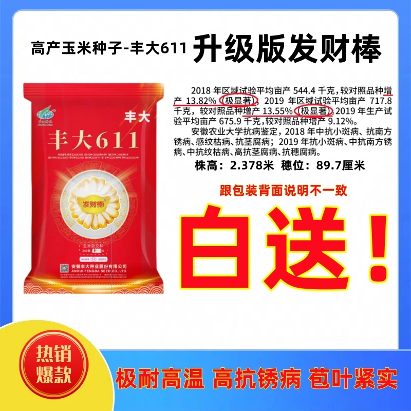 原装正品高产玉米种子丰大611矮杆高抗锈病耐高温抗旱产量高包谷