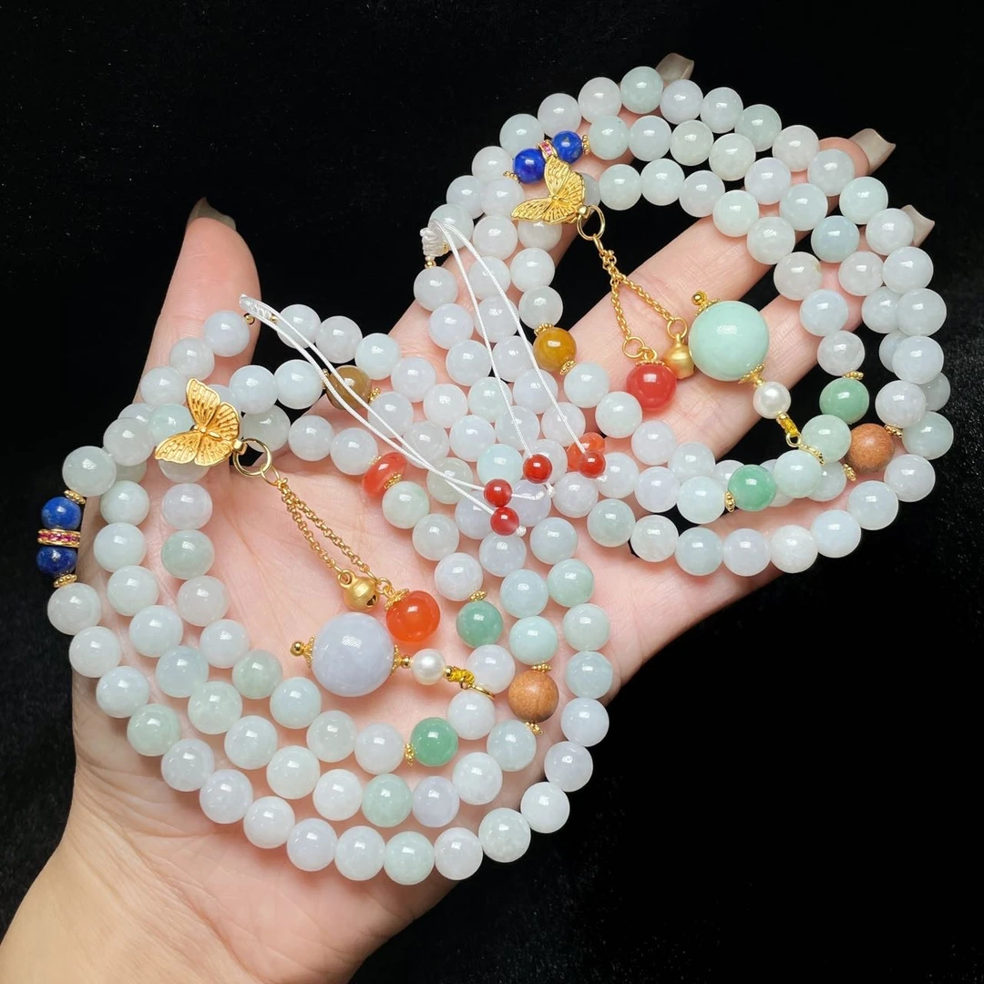 【小宝珠宝】15  T81396-翡翠DIY项链-多样性发一件-7mm