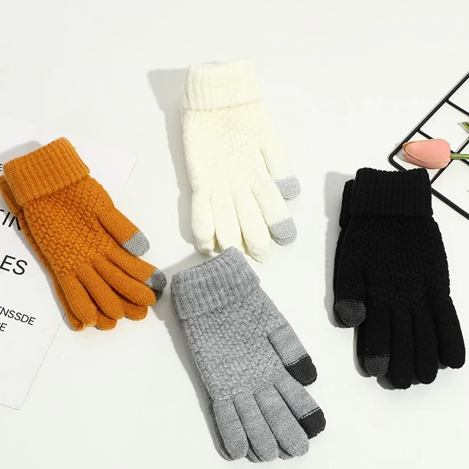 【2双包邮】菠萝纹手套可触屏秋冬保暖溯源好物连指骑行情侣款