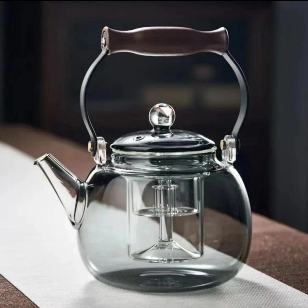 提梁蒸茶煮茶一体两用玻璃茶壶加厚家用过滤高硼硅耐高温烧水壶