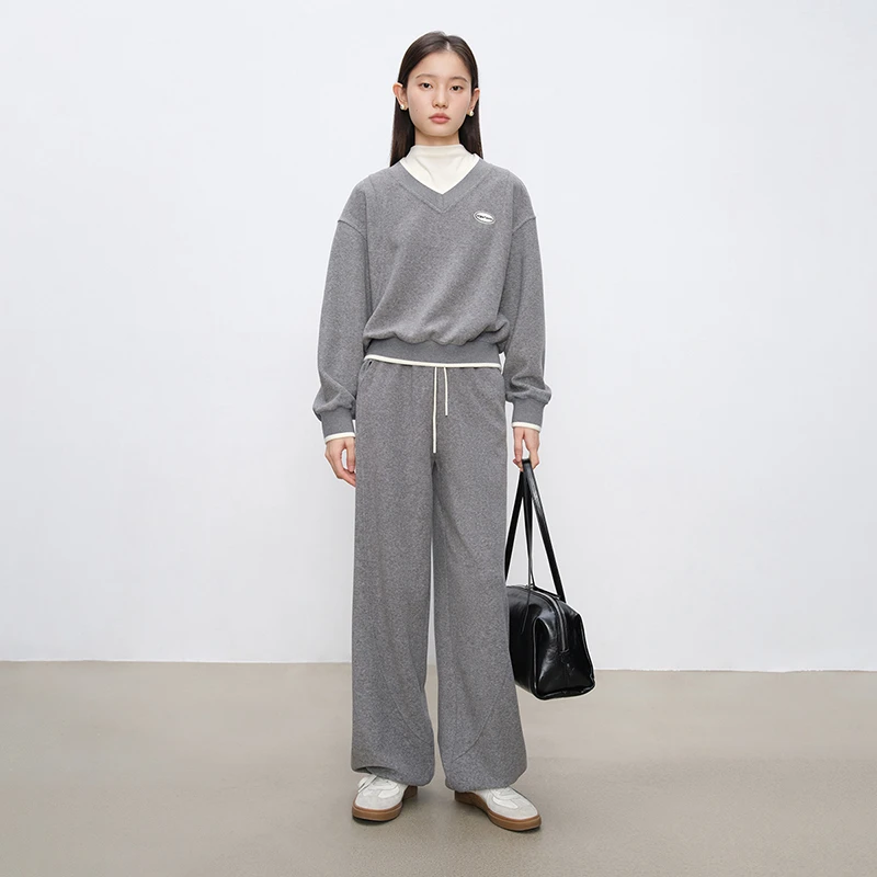 自巧自巧小个子女装简约撞色卫衣休闲裤套装百搭一整套 24ZQ94308