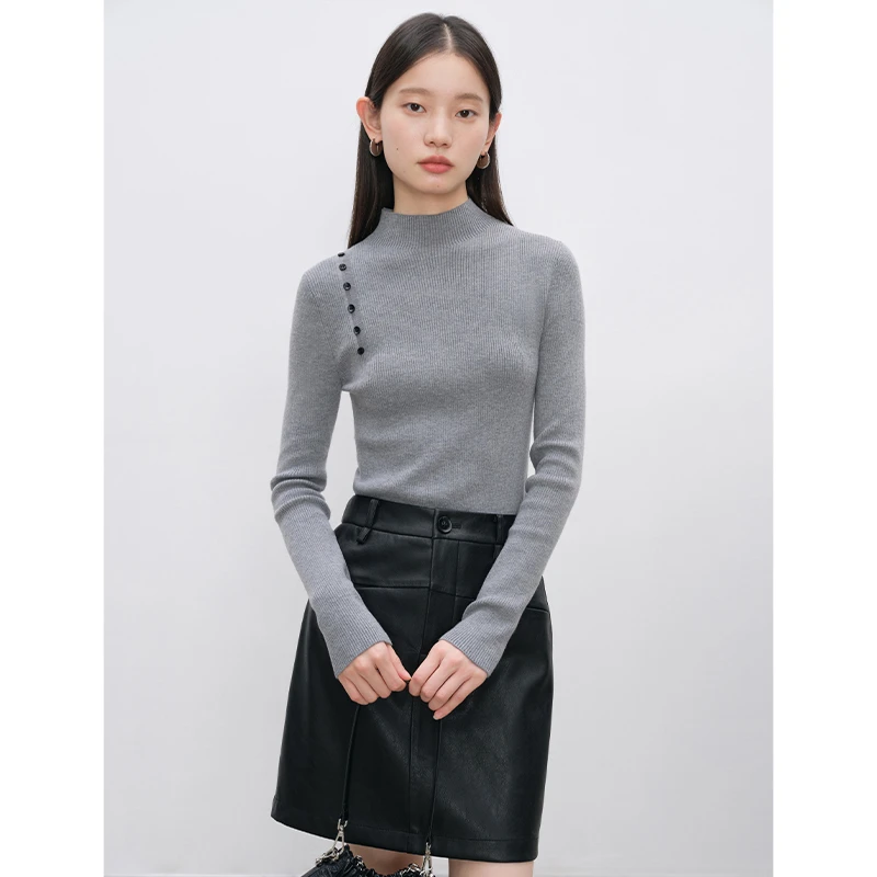自巧小个子女装穿搭羊毛打底衫内搭可外穿半高领针织衫 24ZQ94445