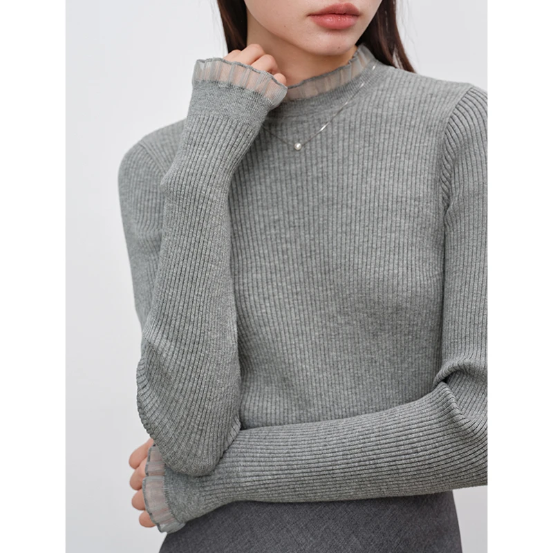 自巧小个子女装穿搭法式拼接打底针织衫百搭通勤上衣 24ZQ93231