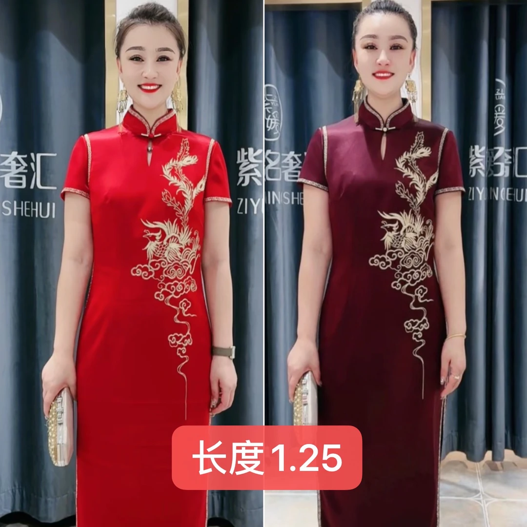 六礼凤凰来仪旗袍礼服妈妈敬酒服结婚婚礼婚宴绣花中国风红色