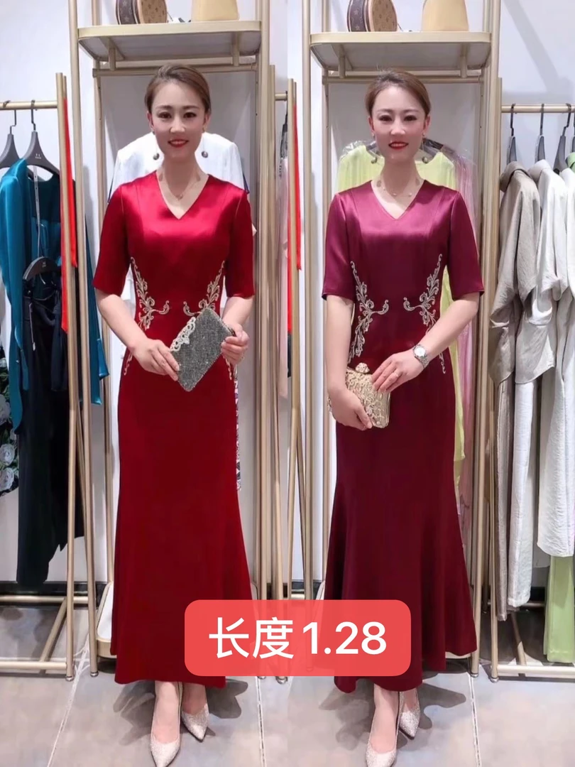 六礼V领鱼尾超显瘦礼服317863连衣裙气质红色