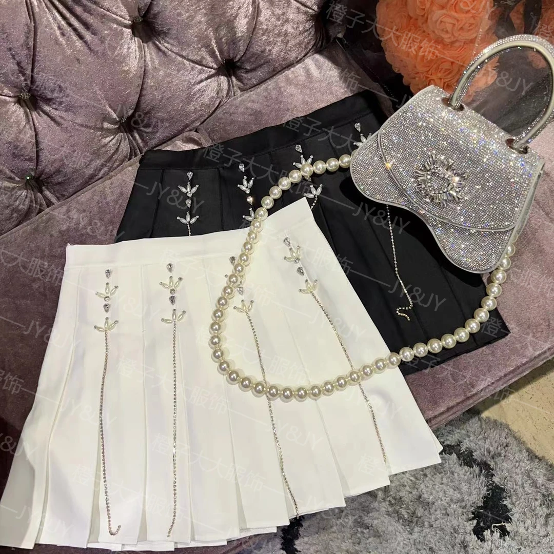 JY&JY橙子大大【梦中花树】重工钉珠链条半身百褶裙 15856