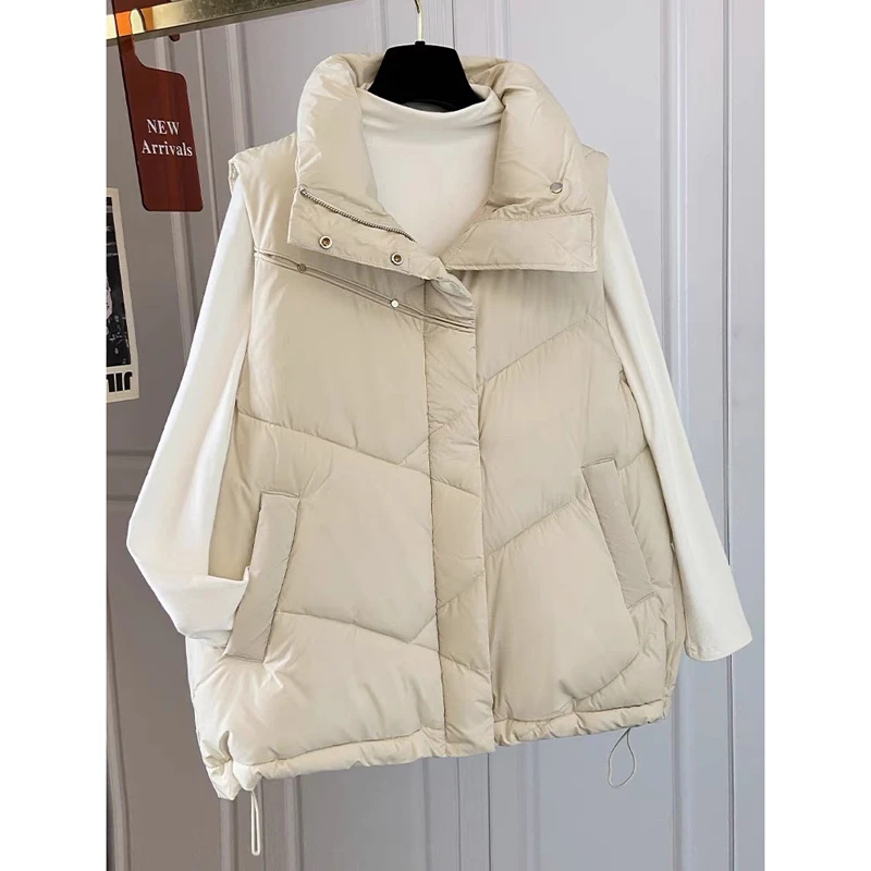 羽绒马甲款秋冬韩系宽松简约百搭保暖时尚背心上衣外套马夹 7281