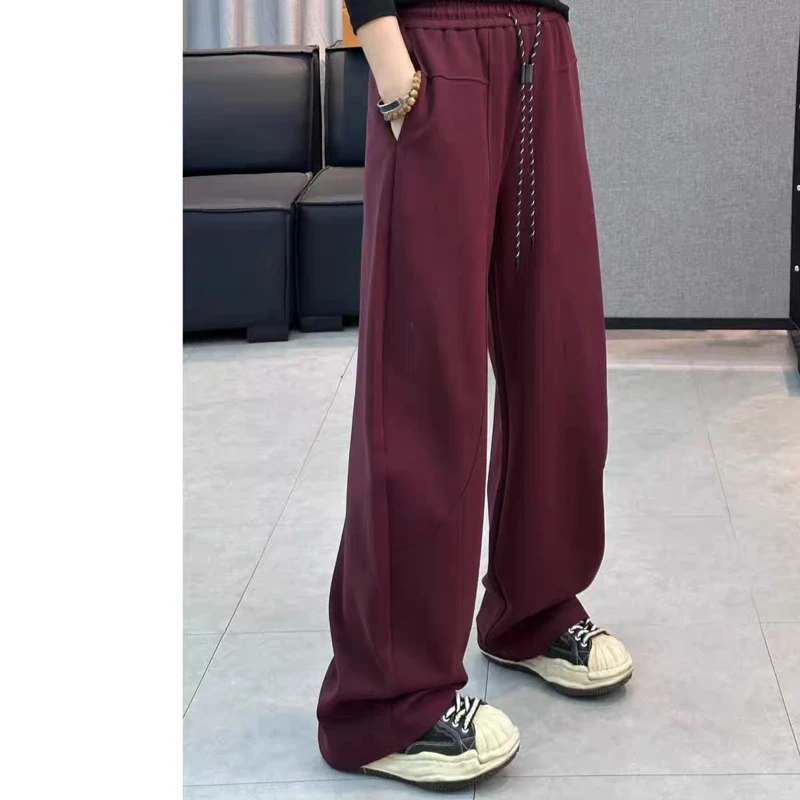 弯刀运动休闲裤女2024秋季新款纯百搭香蕉裤宽松显瘦直筒裤 8858