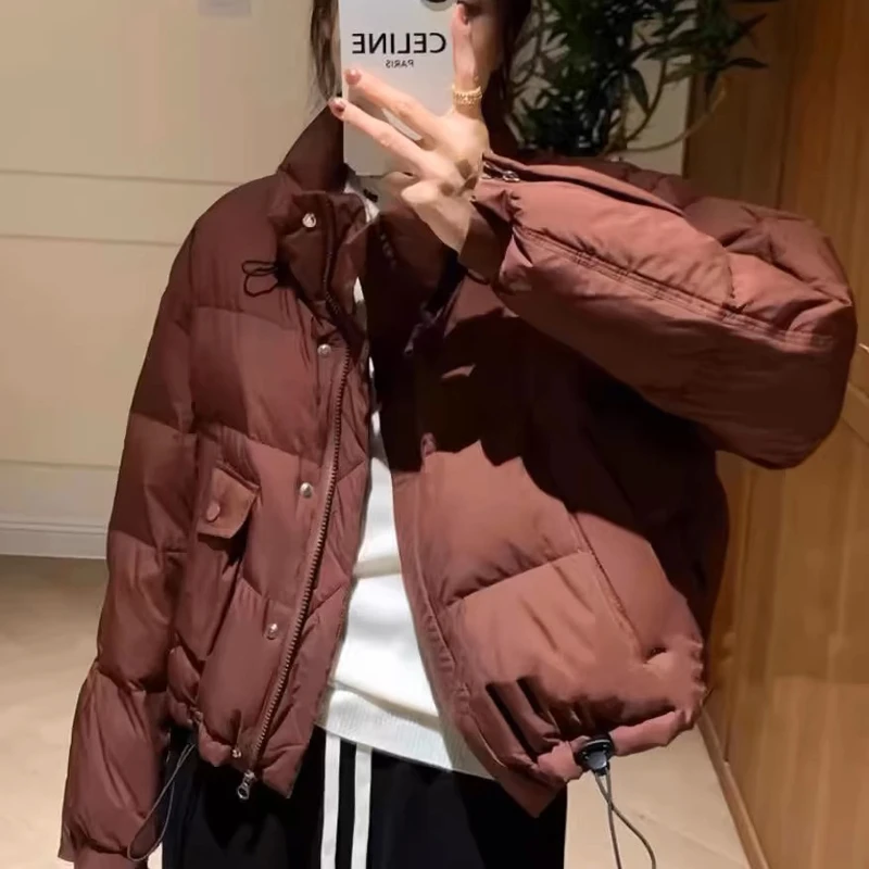 立领外套 女新款2024年冬季小个子时尚加厚面包服百搭外套 8666