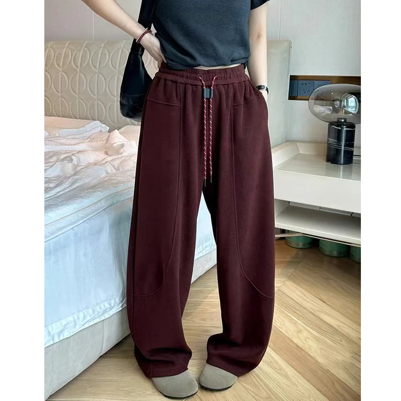 2024秋季新款时尚百搭运动阔腿裤女潮休闲长裤宽松直筒裤 2405