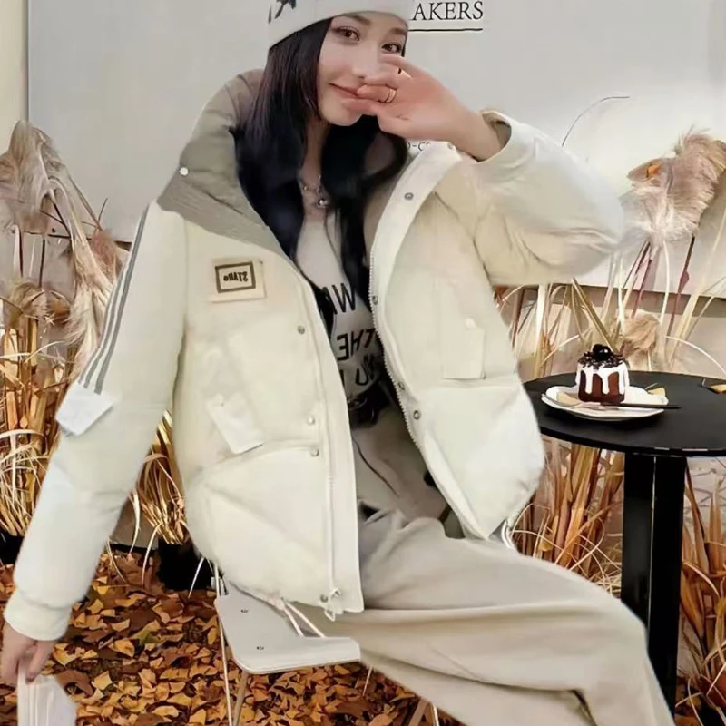 撞色 2024冬季加厚时尚休闲韩版百搭上衣外套 62722