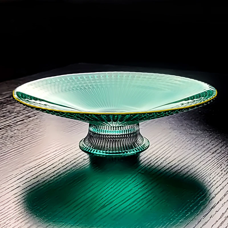 水晶玻璃水果盘新款2025高档大气高脚糖果凉菜盘子果盘轻奢高级感