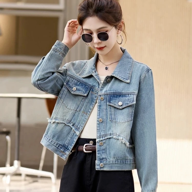 牛仔外套女短款2024年春秋季新款小个子百搭洋气宽松减龄气质上衣