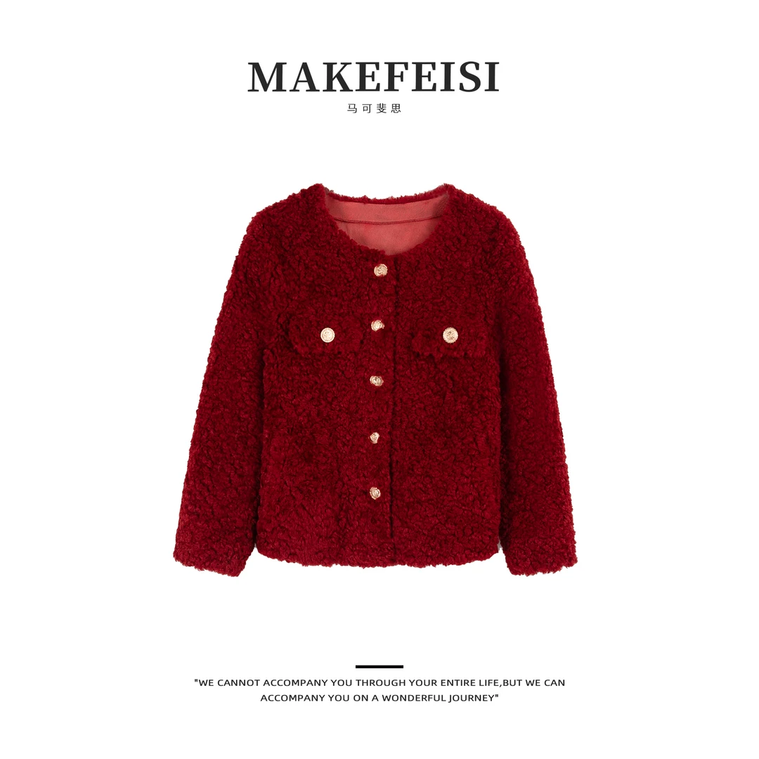 【马可斐思】圆领手工皮毛保暖外套WT263