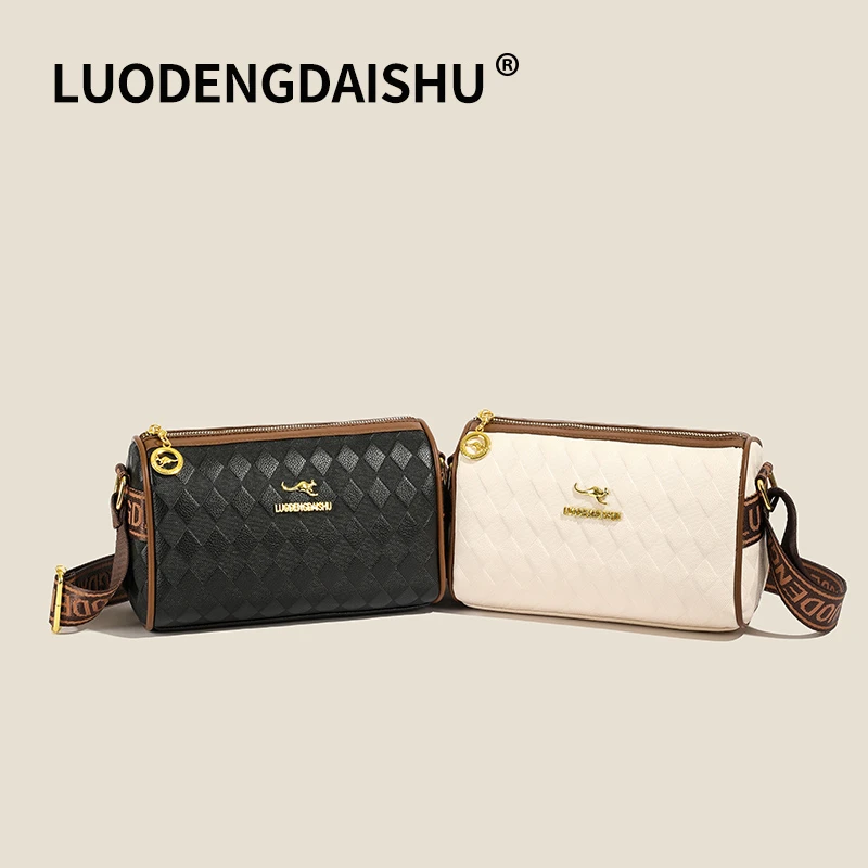 PinkGold轻奢春季新款女包大容量单肩包棋盘格枕头包百搭斜挎包