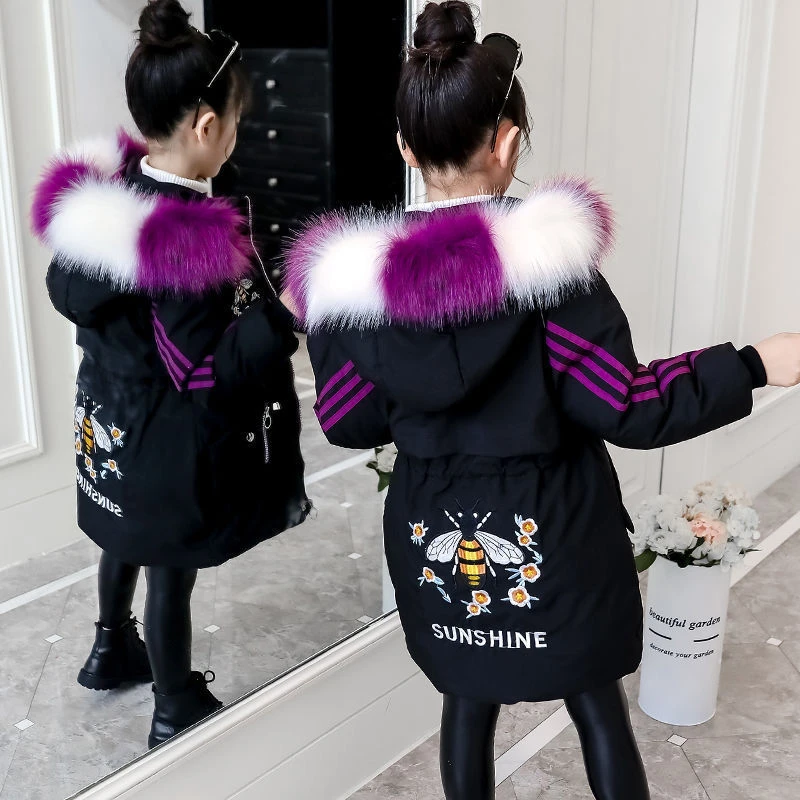 女童羽绒服外套2023冬装新款韩版儿童中长款加厚羽绒服女孩羽绒服