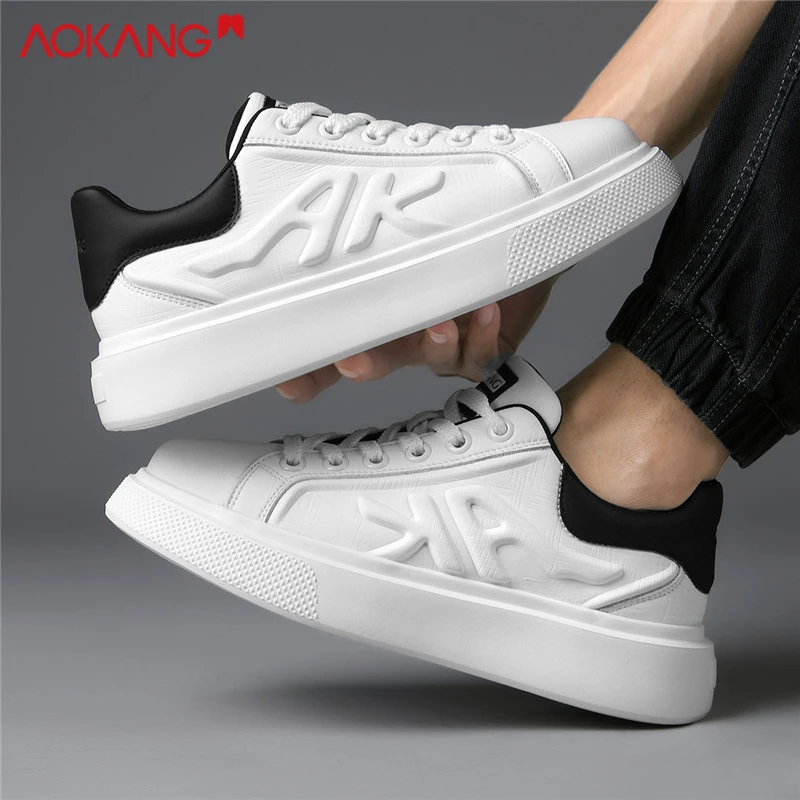 奥康正品男鞋2025新款秋季季青少年百搭休闲板鞋增高时尚小白鞋