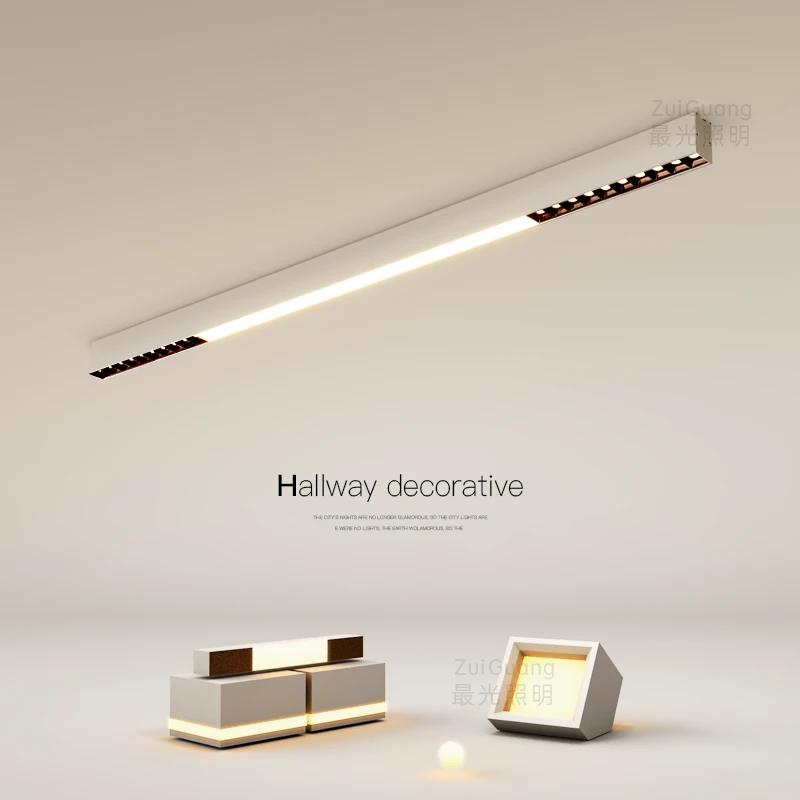 中山灯具无主灯轨道简约现代长条客厅明装格栅吸顶灯卧室衣帽间灯