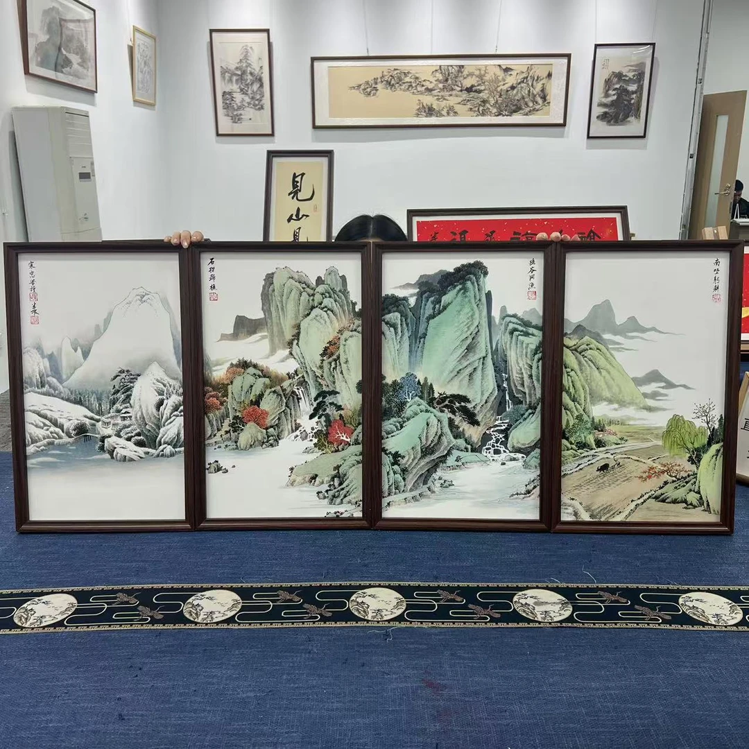 33*53竖幅-四季渔樵耕读四条屏+/周作光（带框）