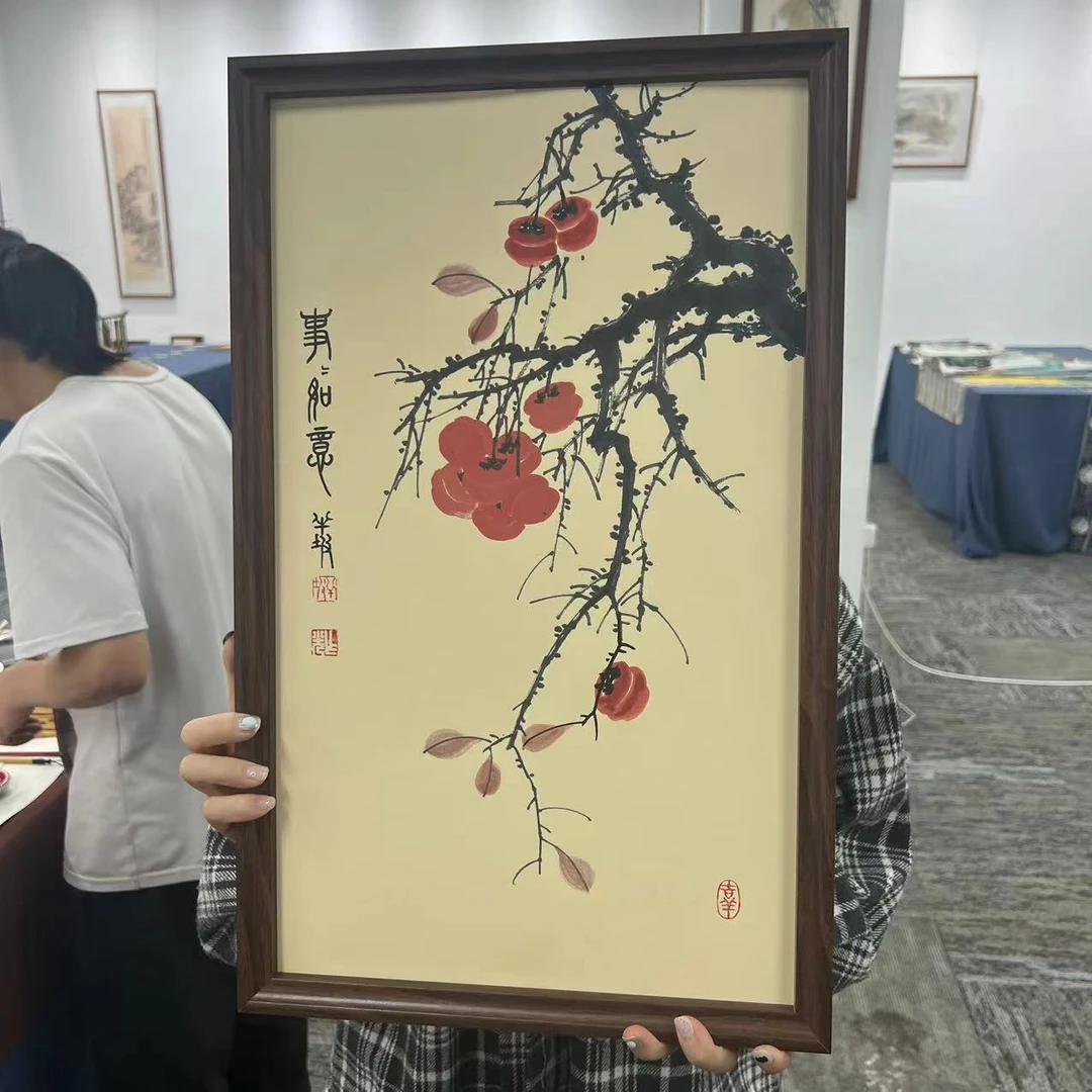 33*53国画竖幅-事事如意/周作光（带框）