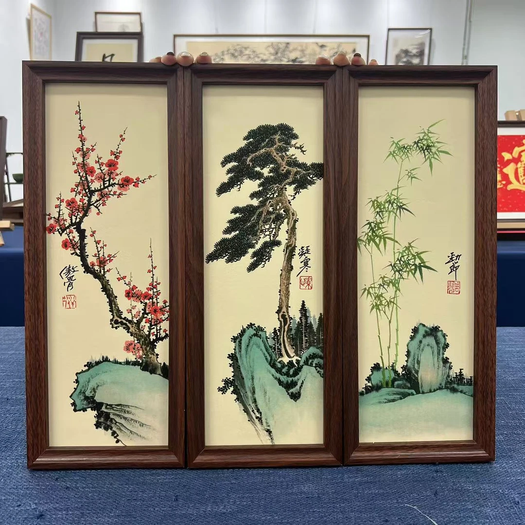 17*43竖幅//松竹梅竹子周作光（带框）