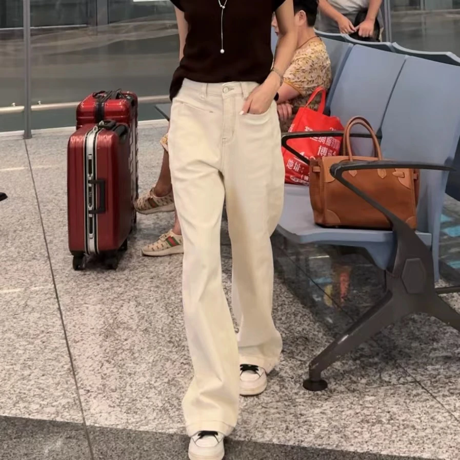 秋季新款时尚直筒显高阔腿牛仔裤女869