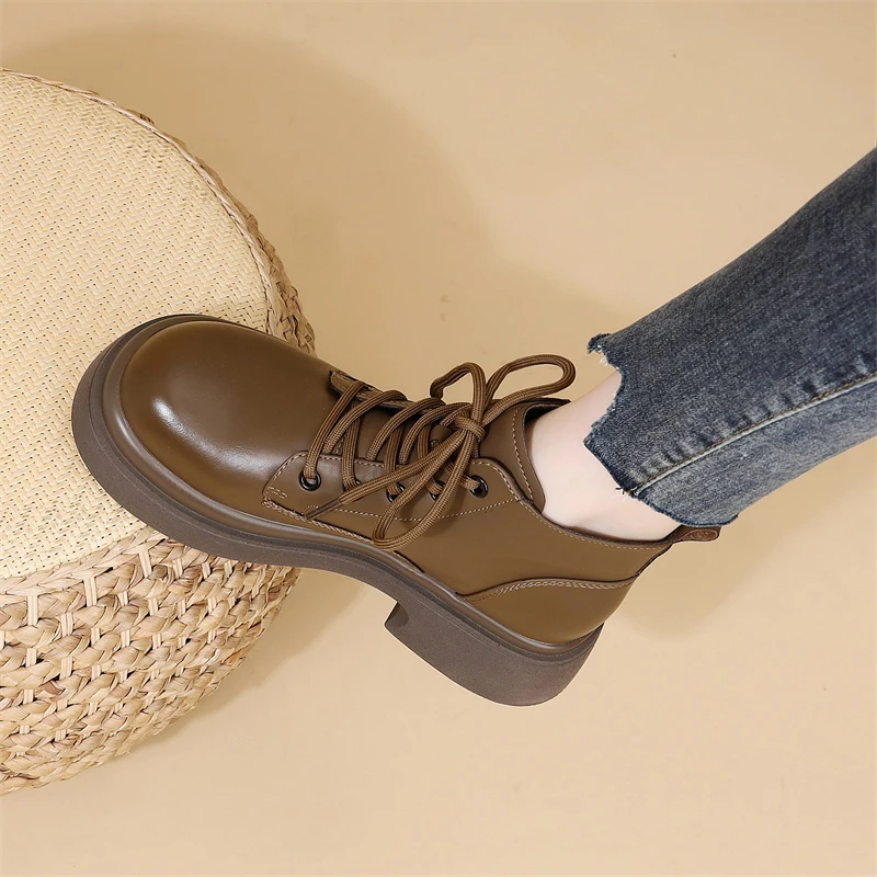 厚底马丁靴女2025新款冬季英伦风低帮单靴六孔显瘦机车短靴小码34