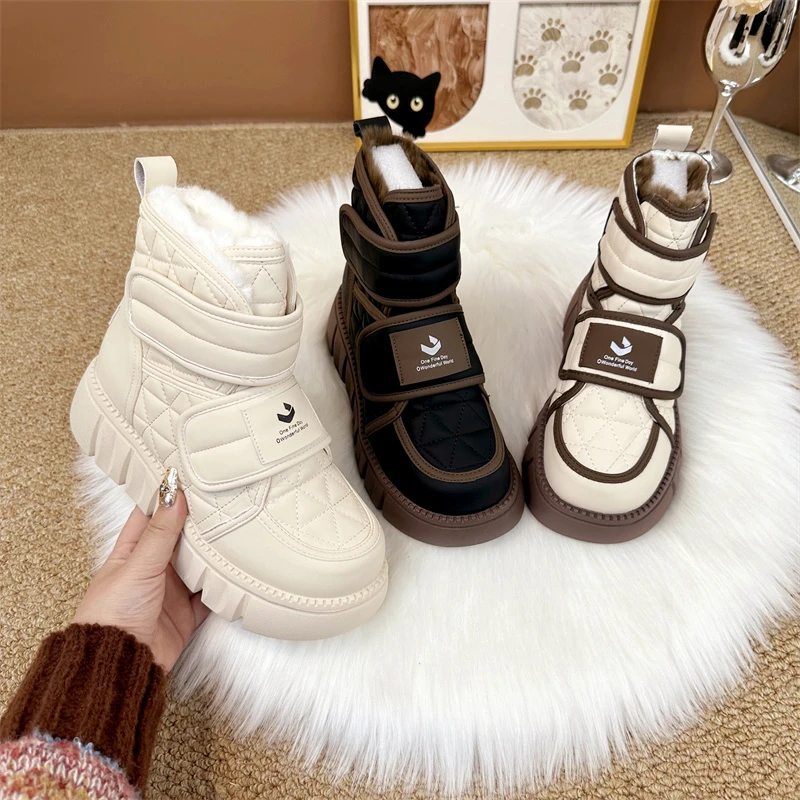 爆款厚底雪地靴女2024新款冬季百搭加绒加厚棉鞋保暖休闲白色棉靴