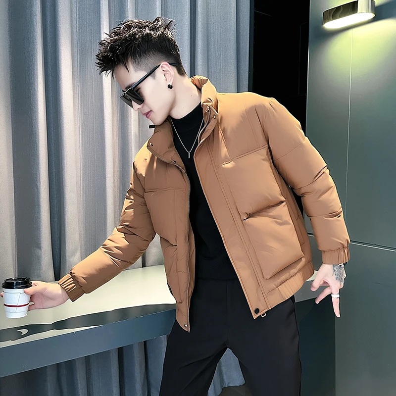 男士棉衣冬季外套2024新款爆款百搭纯色立领棉服网红冬款男装棉袄