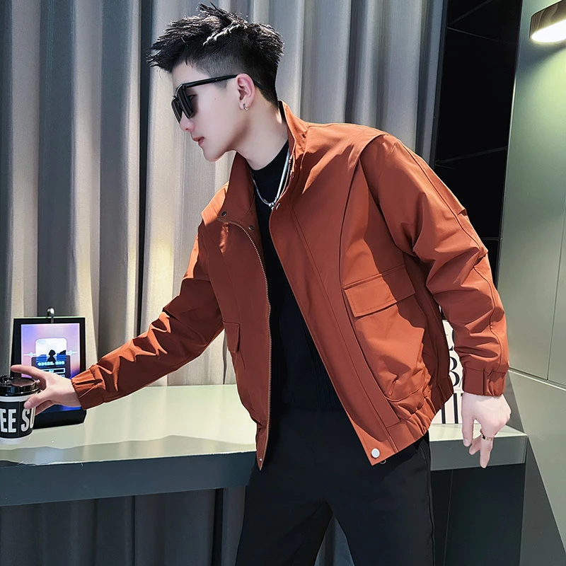 设计感拼接夹克男士春秋季2025新款潮牌痞帅上衣男装休闲立领外套