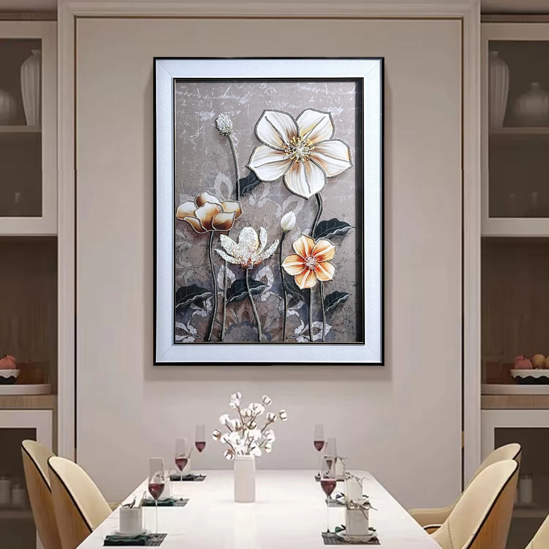 S 1  《雅》花朵玻璃实物手工家居挂画餐厅过道走廊画楼梯画60*80