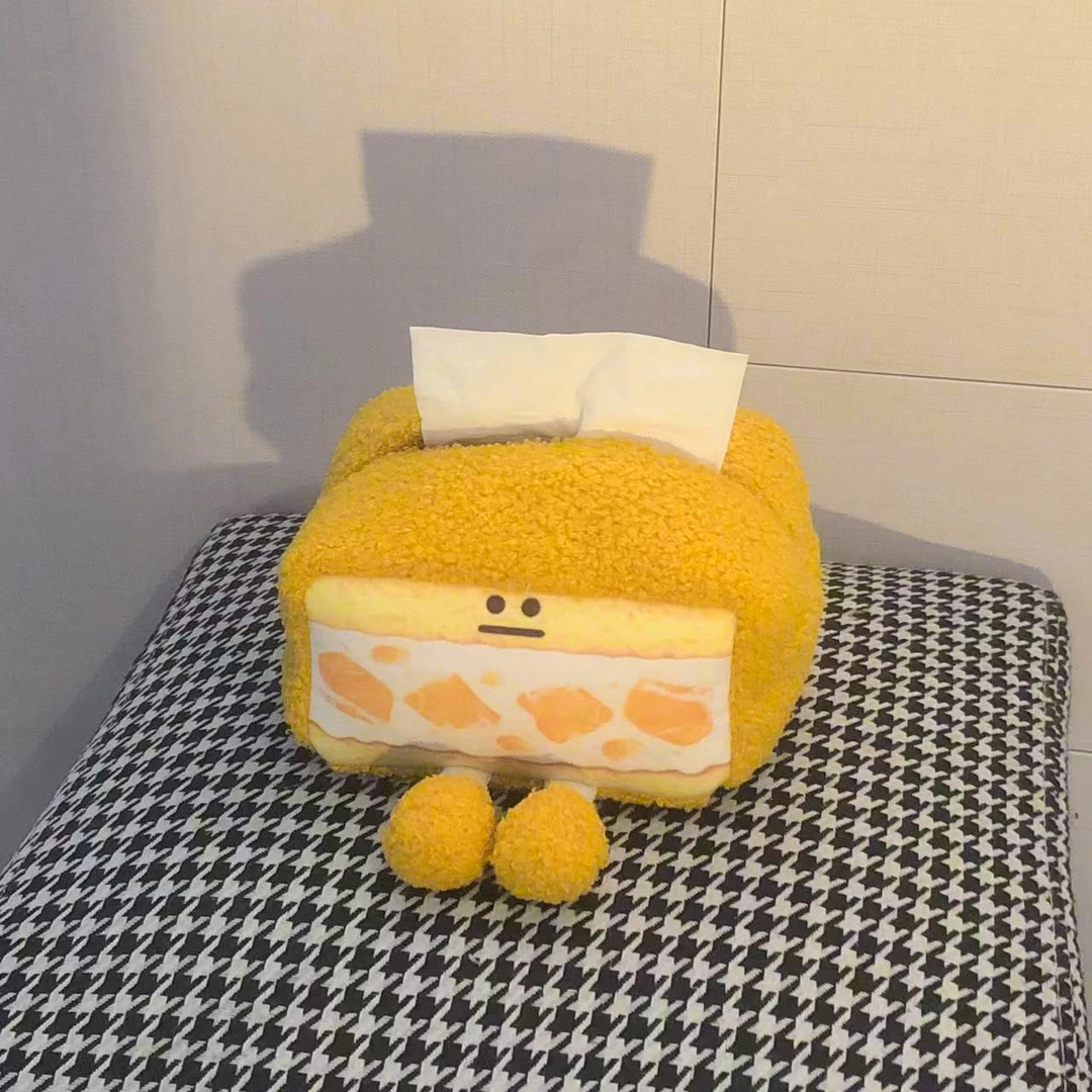 猫范车载纸巾盒抽纸盒可爱玩偶ins三明治毛绒蛋糕抽纸袋汽车用品