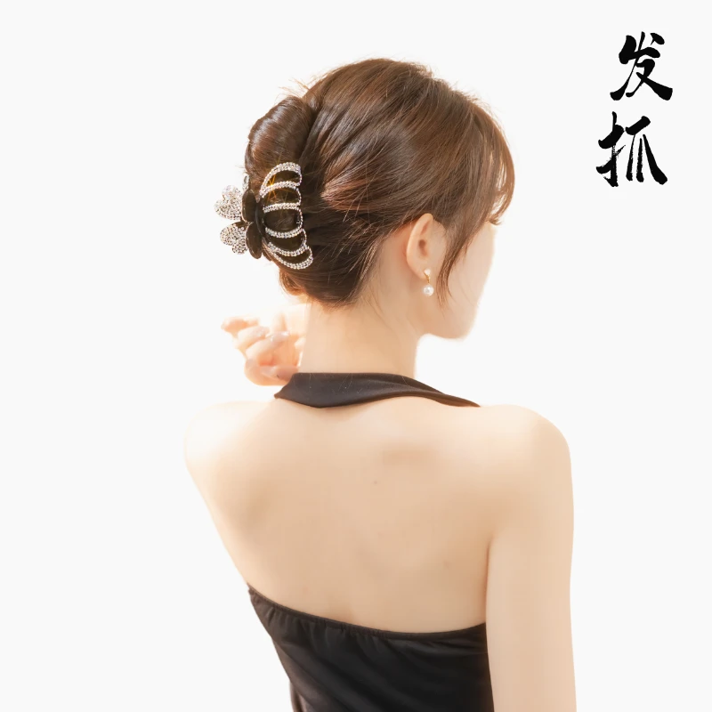 [月下星辉]洁白交织发抓 捷克水钻的优雅发夹 皇冠抓夹发饰品新款