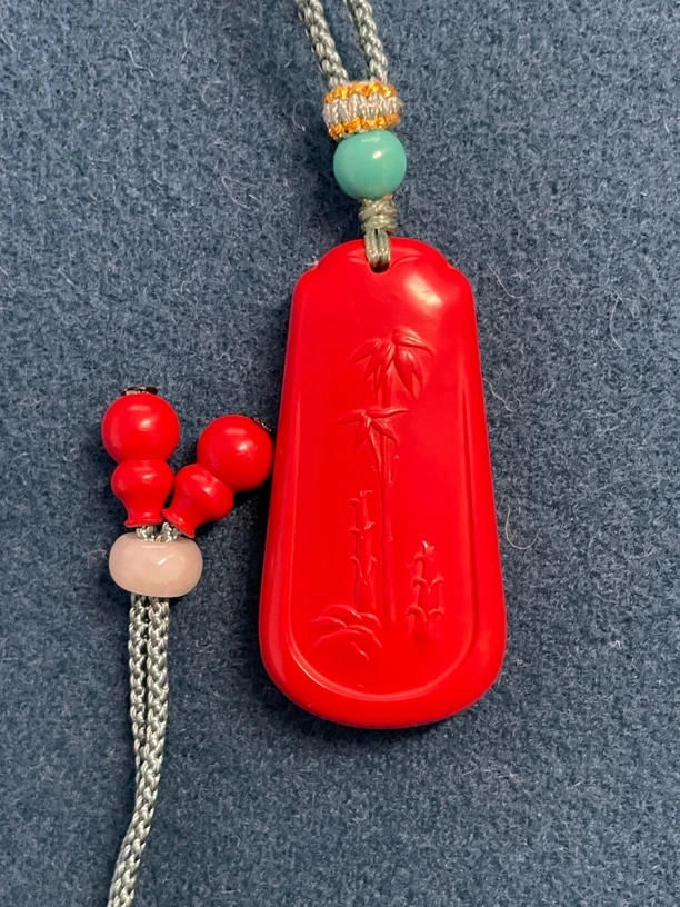 天然辰砂真朱砂节节高升吊坠福牌利考试发财升职时尚百搭